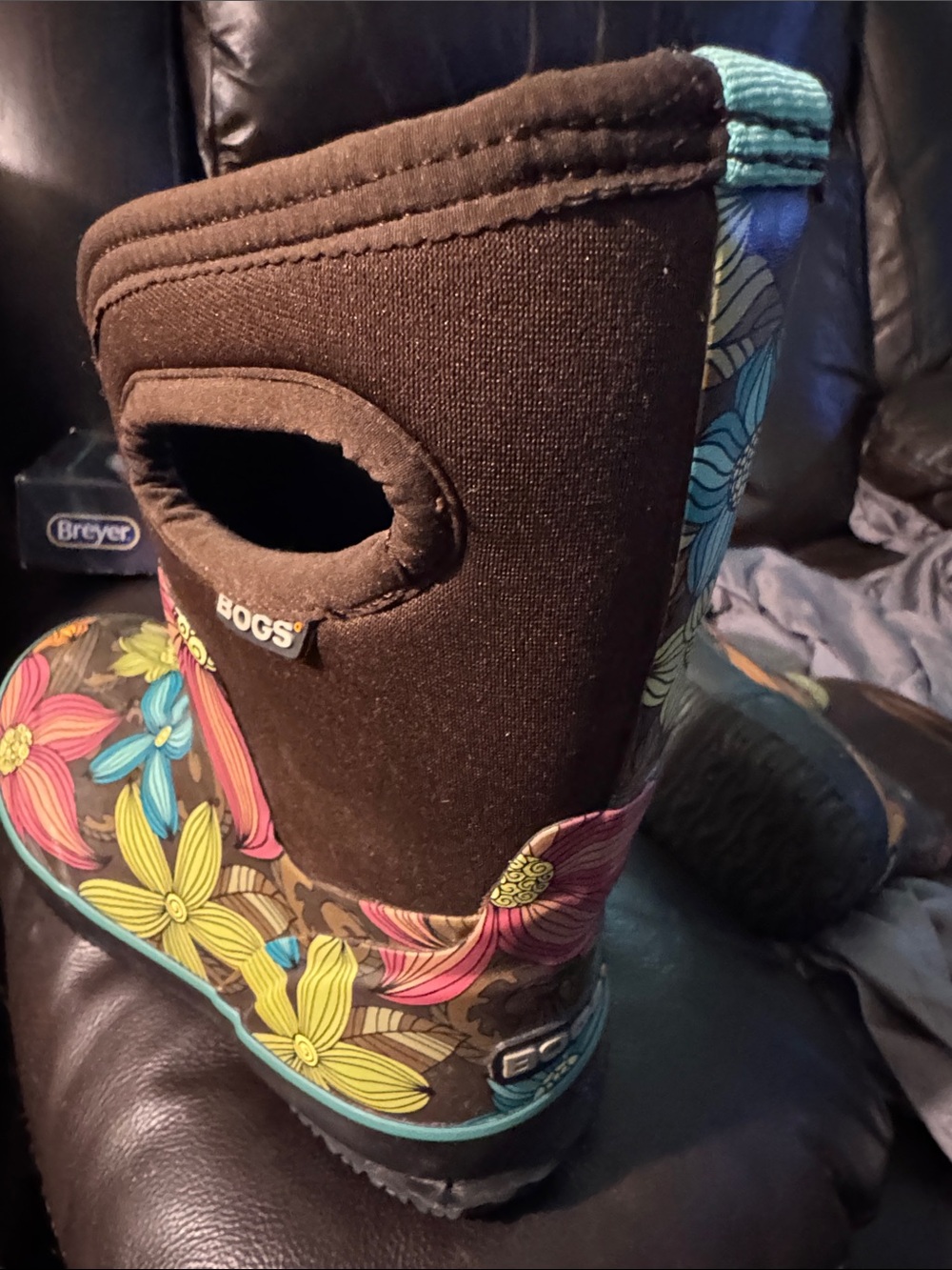BOGS Womens Brown Floral Rain Boots size 6 Classic Mid Stargazer - Picture 16 of 16